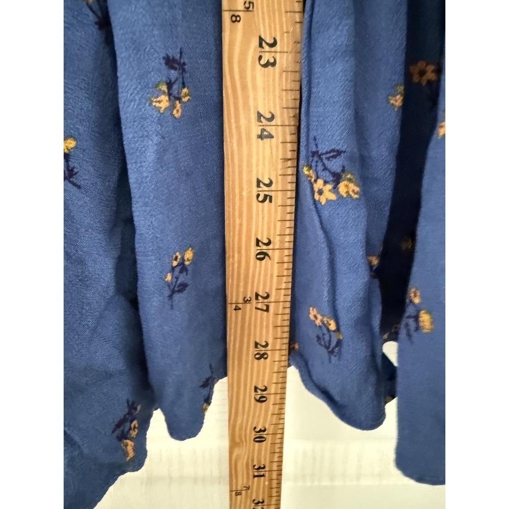 FREE PEOPLE Everyone's Favorite Mini Dress Blue Floral Feminine Boho M With Tote - Picture 7 of 12
